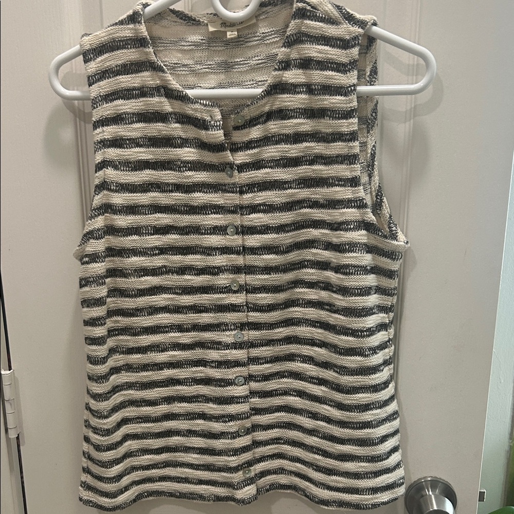 Madewell Black and White Striped Tank Top